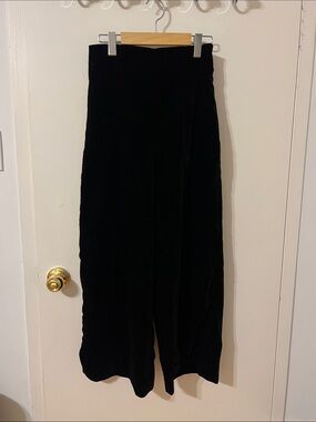 Zara Black Wide Leg Velvet Pants